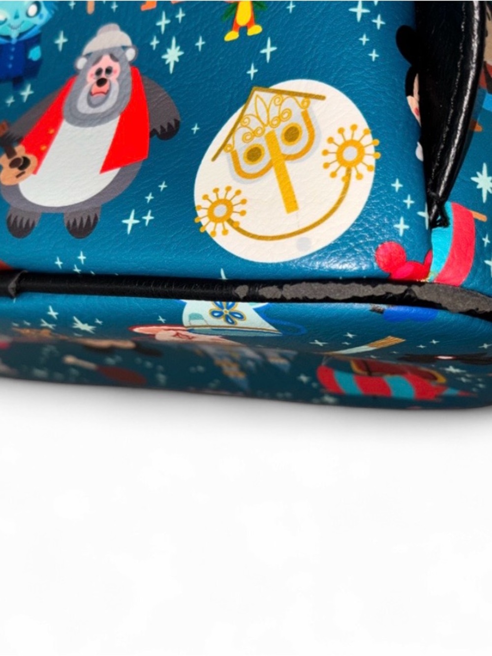 Disney Parks Loungefly Mini Backpack Teal Character Attractions Print - Picture 6 of 9